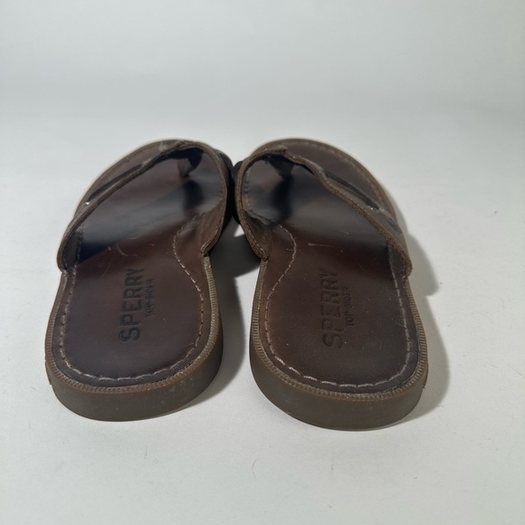 Dark Brown Leather Flip-Flops with Contoured Footbed - Picture 3 of 9